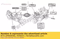 87512MBWE80, Honda, label, accessories & loading honda cbr 600 2003 2004 2005 2006 2007, New