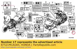 Here you can order the label, saddlebag (pictogr from Honda, with part number 87521MCAG60: