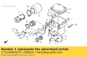 Honda 17210HN5670 caja, filtro de aire - Lado inferior