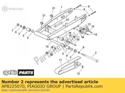 Aprilia AP8225070, Achterste swingarmpen + moer, OEM: Aprilia AP8225070