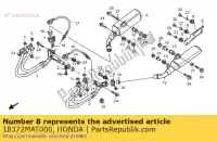 18372MAT000, Honda, Banda, silenciador honda cb cbf cbr st vtx 500 600 1100 1300 1800 1997 1998 1999 2000 2001 2002 2003 2004 2005 2006 2007 2008 2009 2010, Nuevo