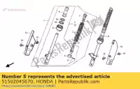 51502045670, Honda, guide, fr. tuyau de fourche honda crf  f xr r xr50r crf50f 50 , Nouveau