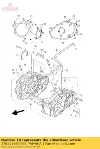 yamaha 3TB111660000 tubo, respirador 1 - Lado inferior