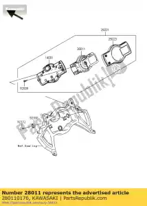 kawasaki 280110176 medidor, tacho e lcd kle650daf - Lado inferior