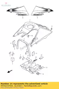 Suzuki 4454233H00 almofada, tanque si - Lado inferior