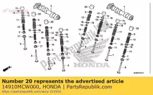 Honda 14910MCW000 elevador b, válvula (3.28) - Lado inferior