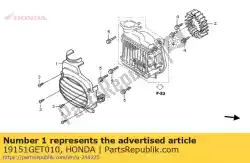 Ici, vous pouvez commander le couvercle, radiateur auprès de Honda , avec le numéro de pièce 19151GET010: