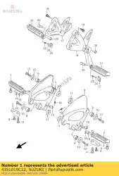 Here you can order the bar,fr footr.,r from Suzuki, with part number 4351019C22: