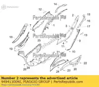 94941300NI, Piaggio Group, owiewka z lewej strony ogona     , Nowy