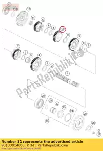 ktm 90133014000 contra-roda 4. engrenagem - Lado inferior