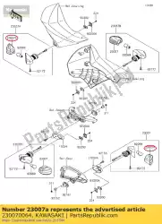 Qui puoi ordinare lens-comp, lampada di segnalazione, rr da Kawasaki , con numero parte 230070064: