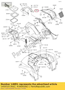 Kawasaki 1409101366Z couverture, poche, rh, f. noir - La partie au fond