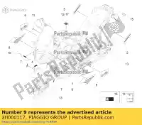 2H000117, Piaggio Group, Decalque da capa frontal esquerda aprilia  caponord zd4vk000, zd4vka, zd4vk001, zd4vka01 1200 2013 2014 2015 2016, Novo