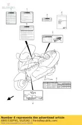 Ici, vous pouvez commander le étiquette, moteur st auprès de Suzuki , avec le numéro de pièce 6891530F90: