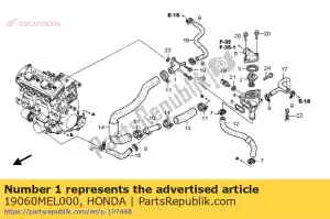 Honda 19060MEL000 junta, água - Lado inferior