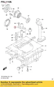 Suzuki 1151244G00 tampa, alívio de óleo - Lado inferior