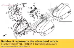 Aqui você pode pedir o capa, r. Fechadura do alforje em Honda , com o número da peça 81207MCSG01ZB: