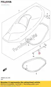 Suzuki 0935213162600 hose,13.5x16.5x - Bottom side