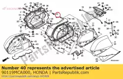 Ici, vous pouvez commander le vis, spéciale, 6mm auprès de Honda , avec le numéro de pièce 90119MCA000: