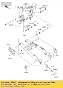 kawasaki 33001061318R arm-comp-swing, f.s.black bx250 - Lado inferior