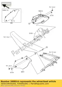 kawasaki 360010600266 côté couvercle, droit, blanc cassé kx450fcf - La partie au fond