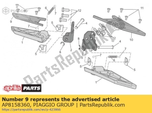 aprilia AP8158360 rechts voetsteunbekleding - Onderkant