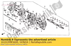 Ici, vous pouvez commander le carburateur assy # 1 auprès de Honda , avec le numéro de pièce 16101MW3600: