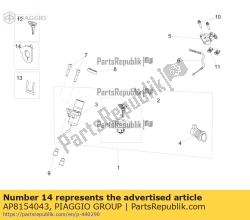 Aprilia AP8154043, Flexibele bedieningsplaat, OEM: Aprilia AP8154043