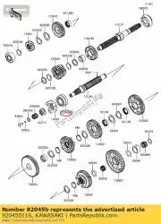 Here you can order the bearing-ball from Kawasaki, with part number 920450116: