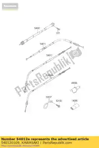 Kawasaki 540120109 acelerador de cabo, fechando - Lado inferior