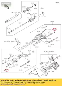 Kawasaki 921541014 bout, dop, 5x16 - Onderkant