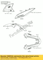 560541089, Kawasaki, znak, pokrywa zbiornika, z zr1000edf kawasaki z 1000 2013, Nowy