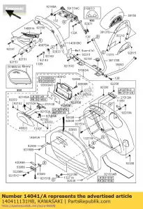 Kawasaki 140411131H8 cover-comp, side bag, rh, e - Lado inferior