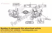 87512MFG750, Honda, étiquette, accessoires et chargement honda cbr  fa cb hornet f cbf a rr r ra rra na fireblade s sa n ft cb1000r cb1000ra cb600f cb600fa cbr600f cbr600fa 600 1000 , Nouveau