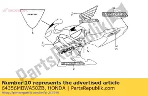 Honda 64356MBWA50ZB listra a, l. capuz inferior * - Lado inferior