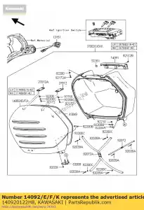 Kawasaki 140920122H8 capa, bolsa lateral, lh, ébano - Lado inferior