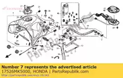 Ici, vous pouvez commander le collier, montage du réservoir de carburant auprès de Honda , avec le numéro de pièce 17526MK5000: