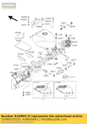 Here you can order the tank-comp-fuel,p. P. Bl zx400-l8 from Kawasaki, with part number 51080519220: