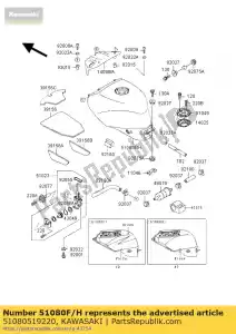 kawasaki 51080519220 tank-comp-fuel,p.p.bl zx400-l8 - Bottom side