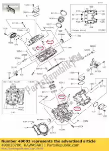 Kawasaki 490020706 guide-valve - Bottom side