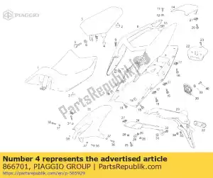 Piaggio Group 866701 zadel rubber - Onderkant