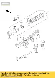 Kawasaki 131401009 shift fork,4th - top - Bottom side