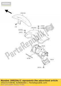 Kawasaki 350231438H8 parafango posteriore, ebano - Il fondo