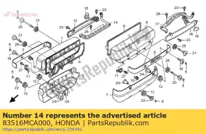 Honda 83516MCA000 ficar, r. tampa de injeção - Lado inferior