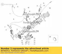 Tutaj możesz zamówić zacisk-zacisk przedniego przewodu hamulcowego od Piaggio Group , z numerem części B046052: