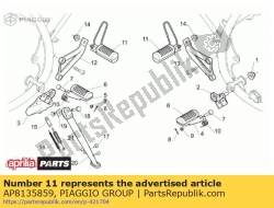 Aprilia AP8135859, Repose-pieds arrière. paire, OEM: Aprilia AP8135859