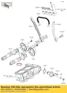 kawasaki 491180921 árbol de levas-comp, admisión kle300cjf - Lado inferior