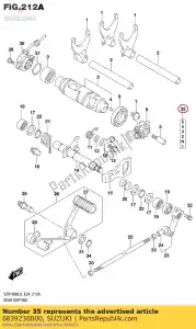 Suzuki 6839238B00 label,gear shif - Bottom side