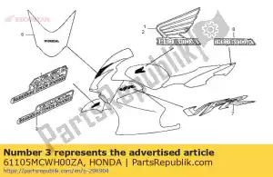 Honda 61105MCWH00ZA marca, fr. fender * type1 * - Lado inferior