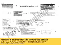 895310, Piaggio Group, adesivo di controllo delle emissioni aprilia scarabeo 125 2007, Nuovo